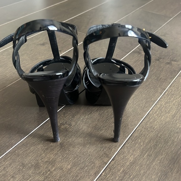 Saint Laurent "Tribute" black patent calf leather platform sandal size 38 1/2 - Picture 5 of 6